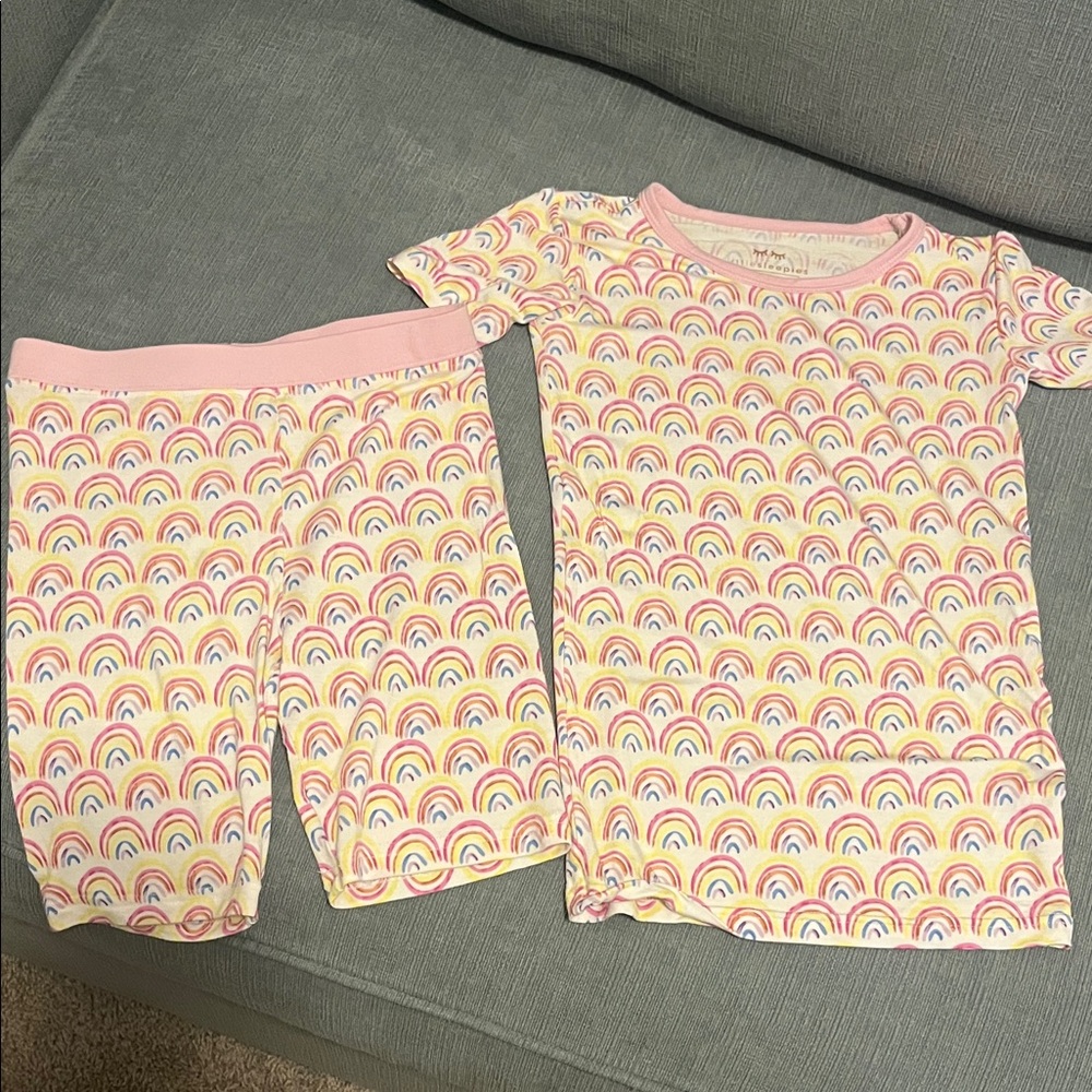 Little Sleepies Rainbow Pattern Kids Shortie Pajamas - Size 7/8